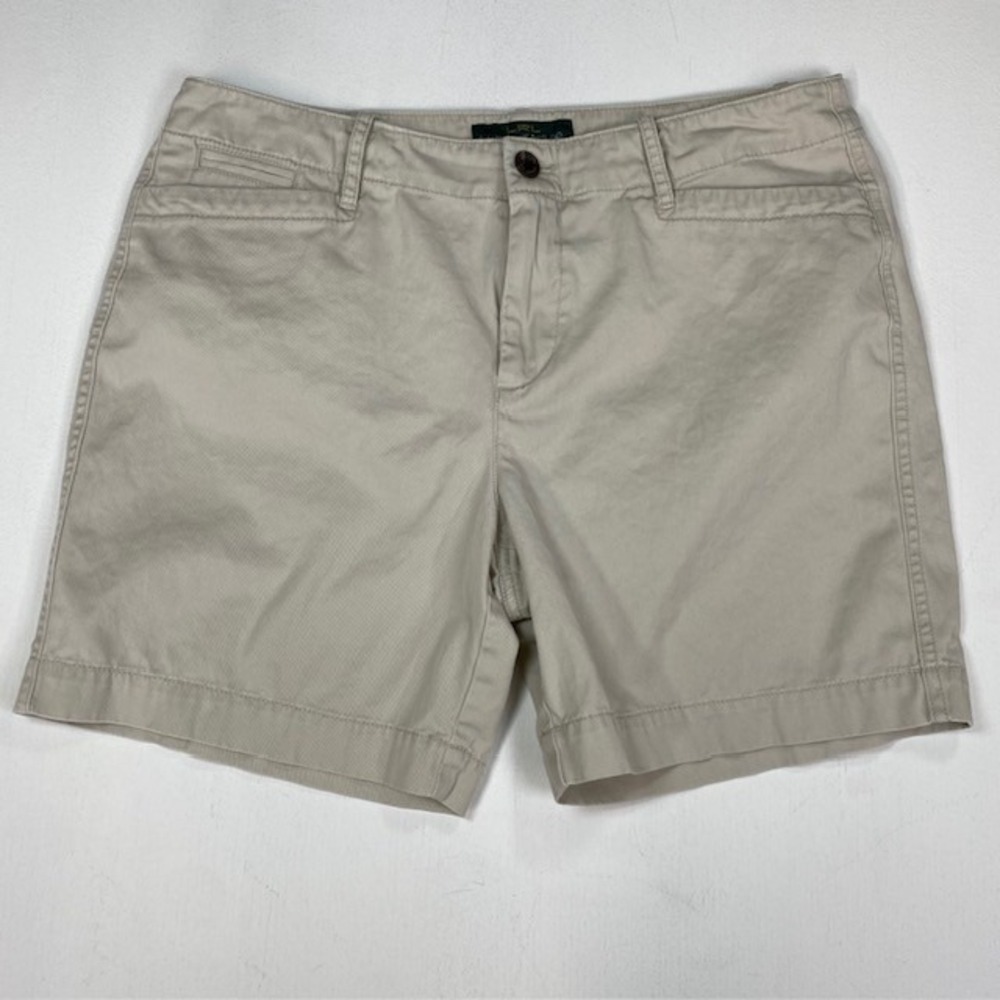 Lauren Jeans‎ Co Ralph Lauren Womens 10P Khaki Chino Shorts Tan Cotton Petite